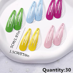 30pcs Assorted Glossy Snap Prong Hair Clips for Ladies Girls Hair Bows