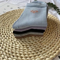 5 Pairs Heart Print Socks Breathable Mid Tube Women's Stockings