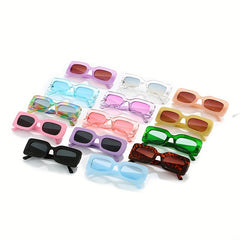 Y2K Rectangle Sunglasses Candy Jelly Glasses UV400