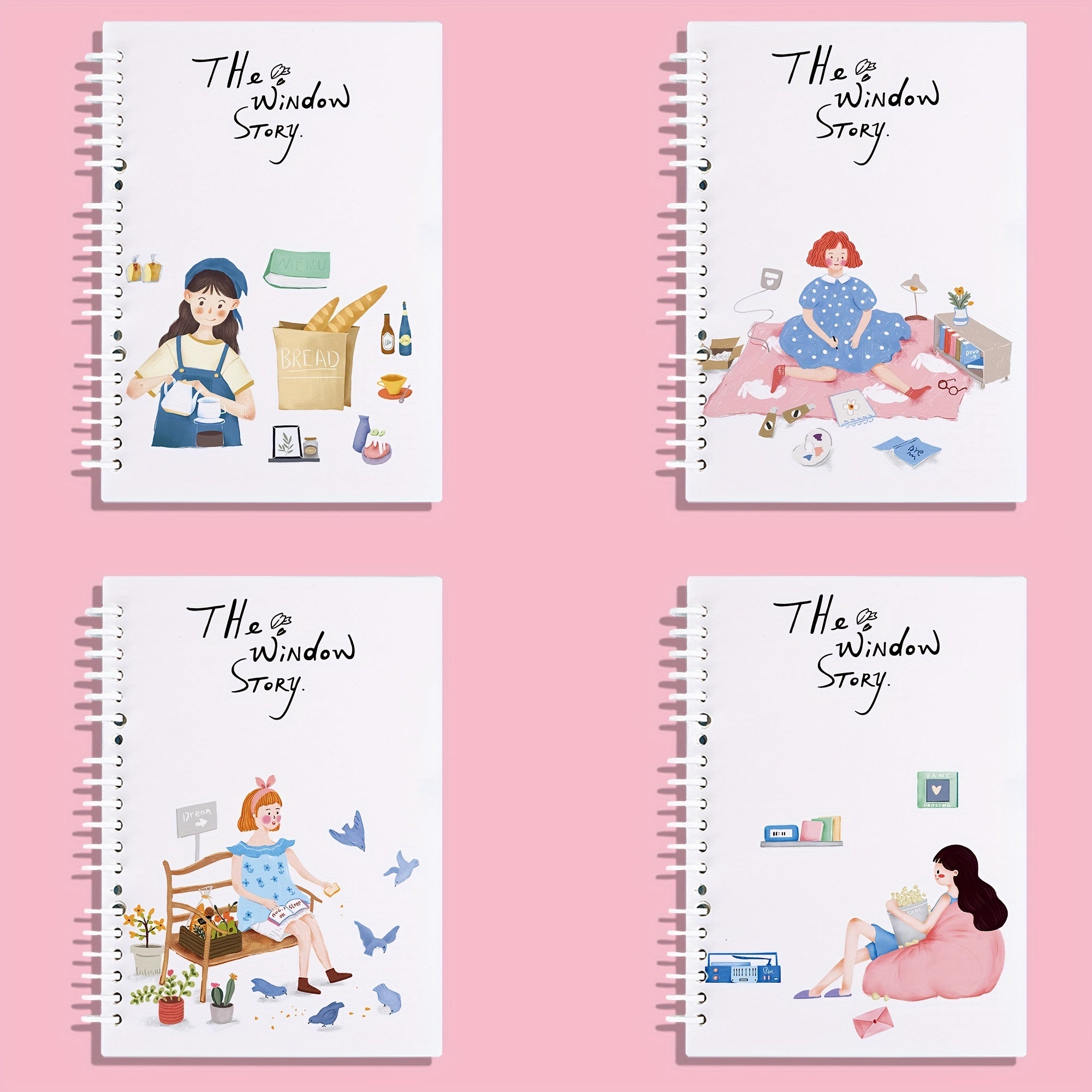 Cartoon Girl Succulent Plant Coil Book A5 Loose-leaf 60 Sheets