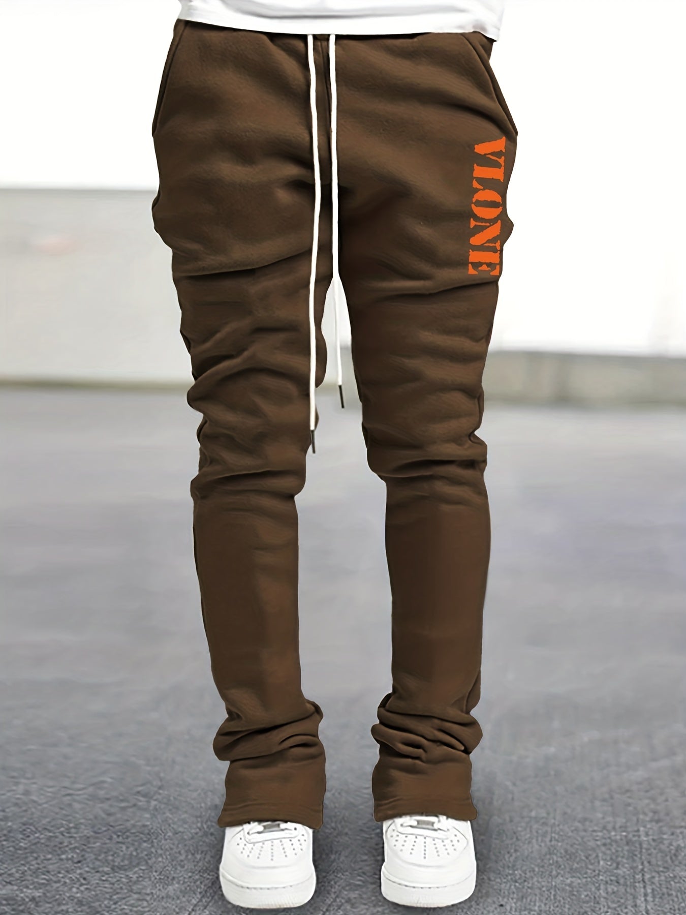 Men's Vlone Pattern Drawstring Flare Pants