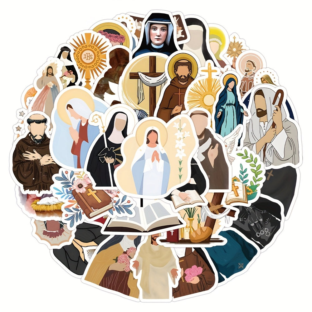 50pcs Monastic Series Sticker Pack - Christian Spiritual Decor