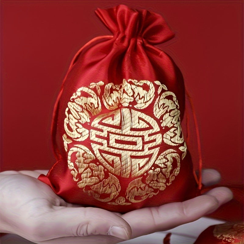 10pcs Chinese Brocade Embroidered Gift Bag for Spring and New Year