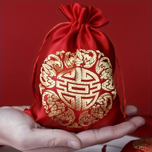 10pcs Chinese Brocade Embroidered Gift Bag for Spring and New Year