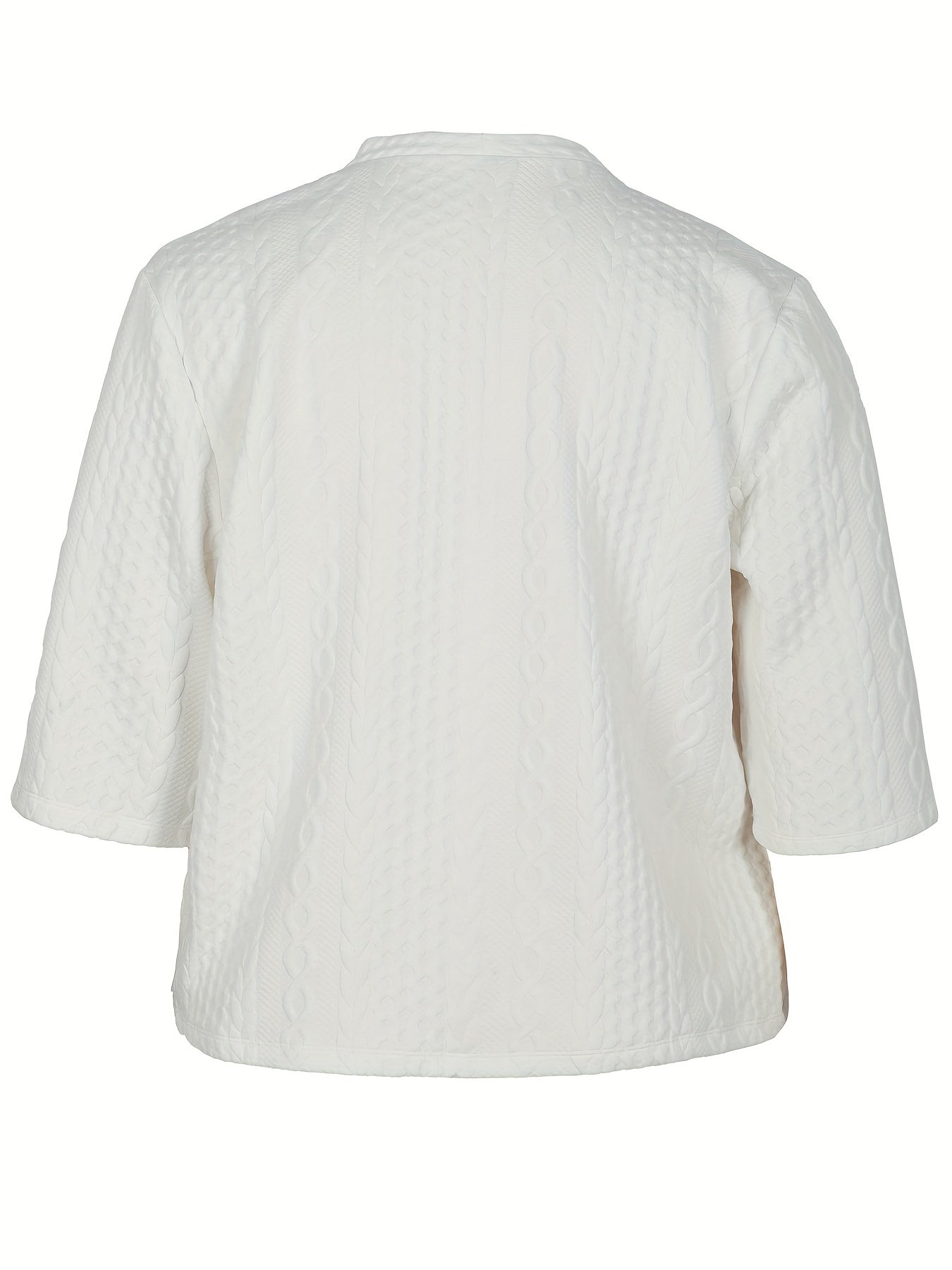  Solid Cable Half Sleeve Open Front Cardigan