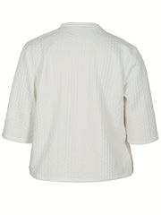  Solid Cable Half Sleeve Open Front Cardigan