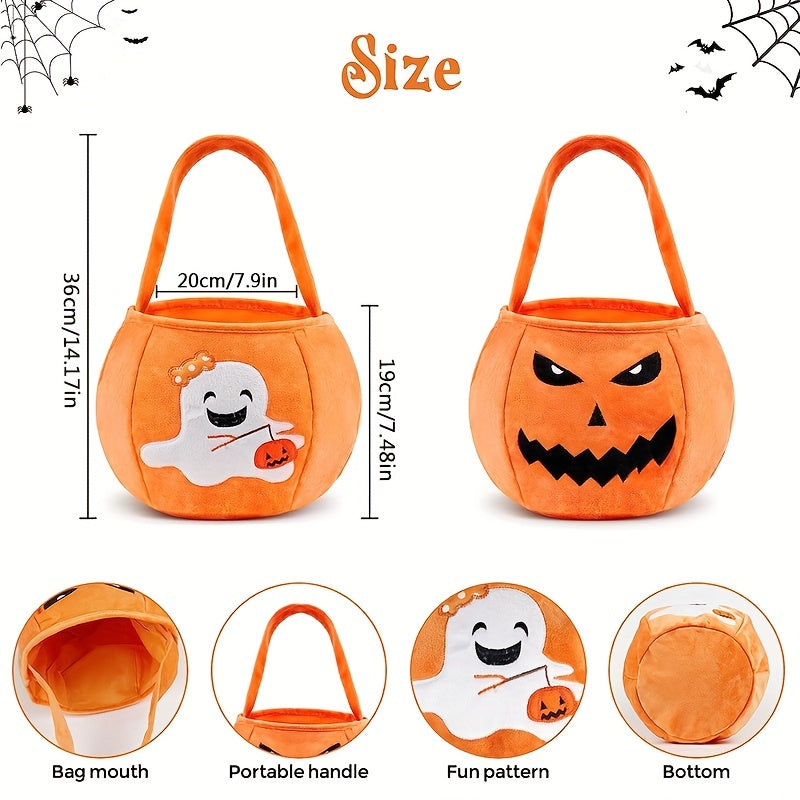 Halloween Candy Bag Plush Trick Or Treat Bucket Pumpkin Tote Bag