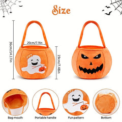 Halloween Candy Bag Plush Trick Or Treat Bucket Pumpkin Tote Bag