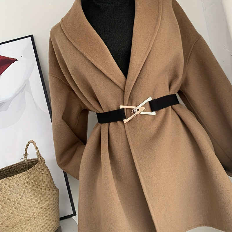 Double Triangle Metal Buckle Belt Women's Elastic Dress Belt