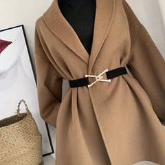 Double Triangle Metal Buckle Belt Women's Elastic Dress Belt