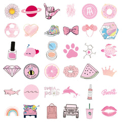 102pcs Preppy Vinyl Sticker Party Supplies Waterproof Stickers Pink Party
