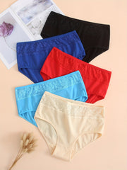 6 Pcs Lace Briefs High Waist Intimates Panties Women's Lingerie