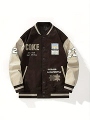 Men's Embroidered Varsity Jacket for Spring/Fall