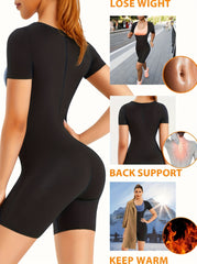 Women's Body Slimming Sauna Jumpsuit with Zipper