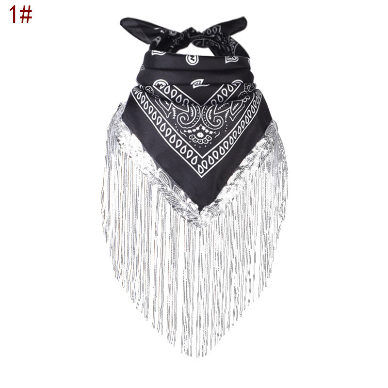 Sequins Tassel Polyester Scarf Women Bandana
