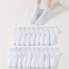 20 Pairs Solid Socks Comfy & Breathable Women's Stockings