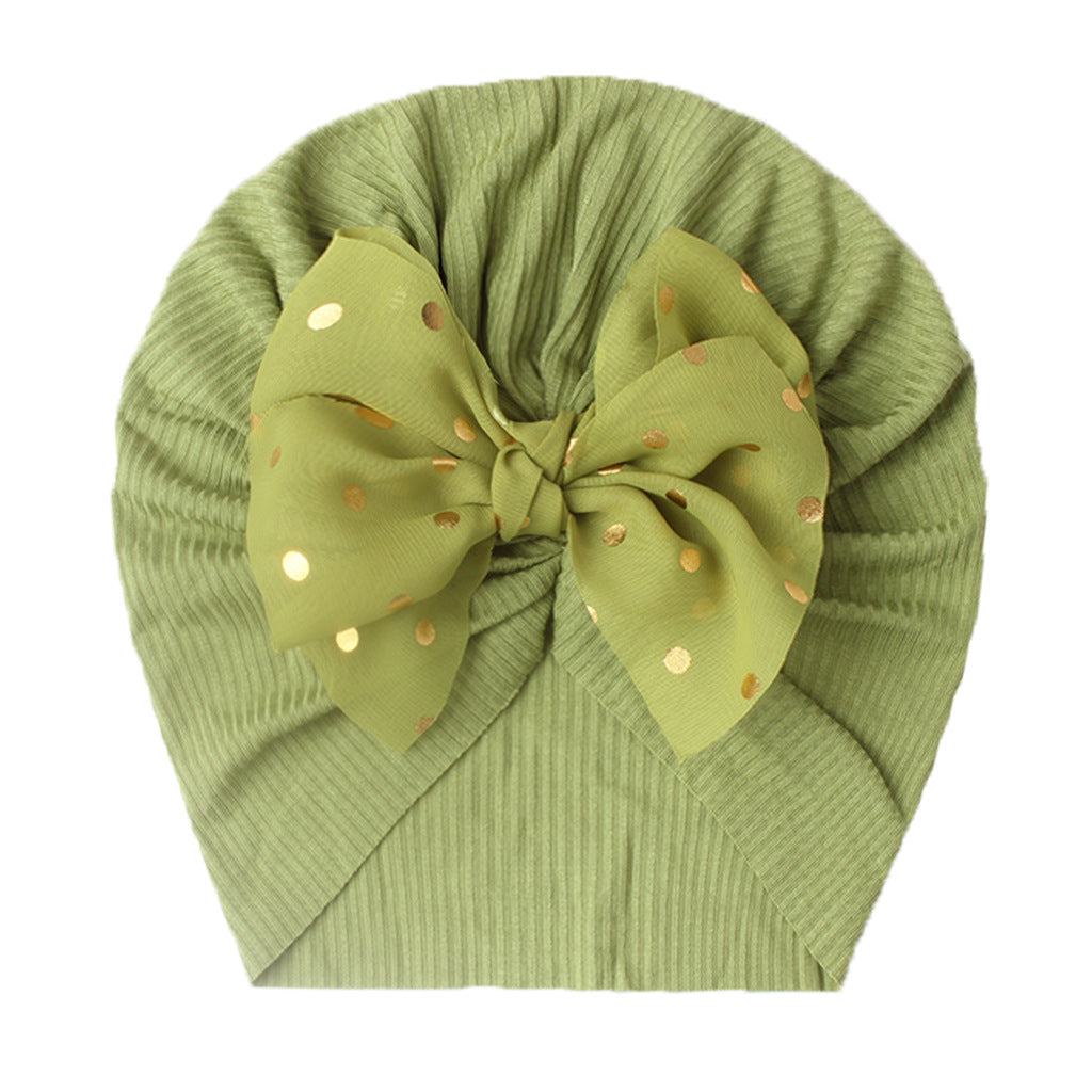 Polka Dot Print Bow Head Wrap Hat for Baby Girls & Boys