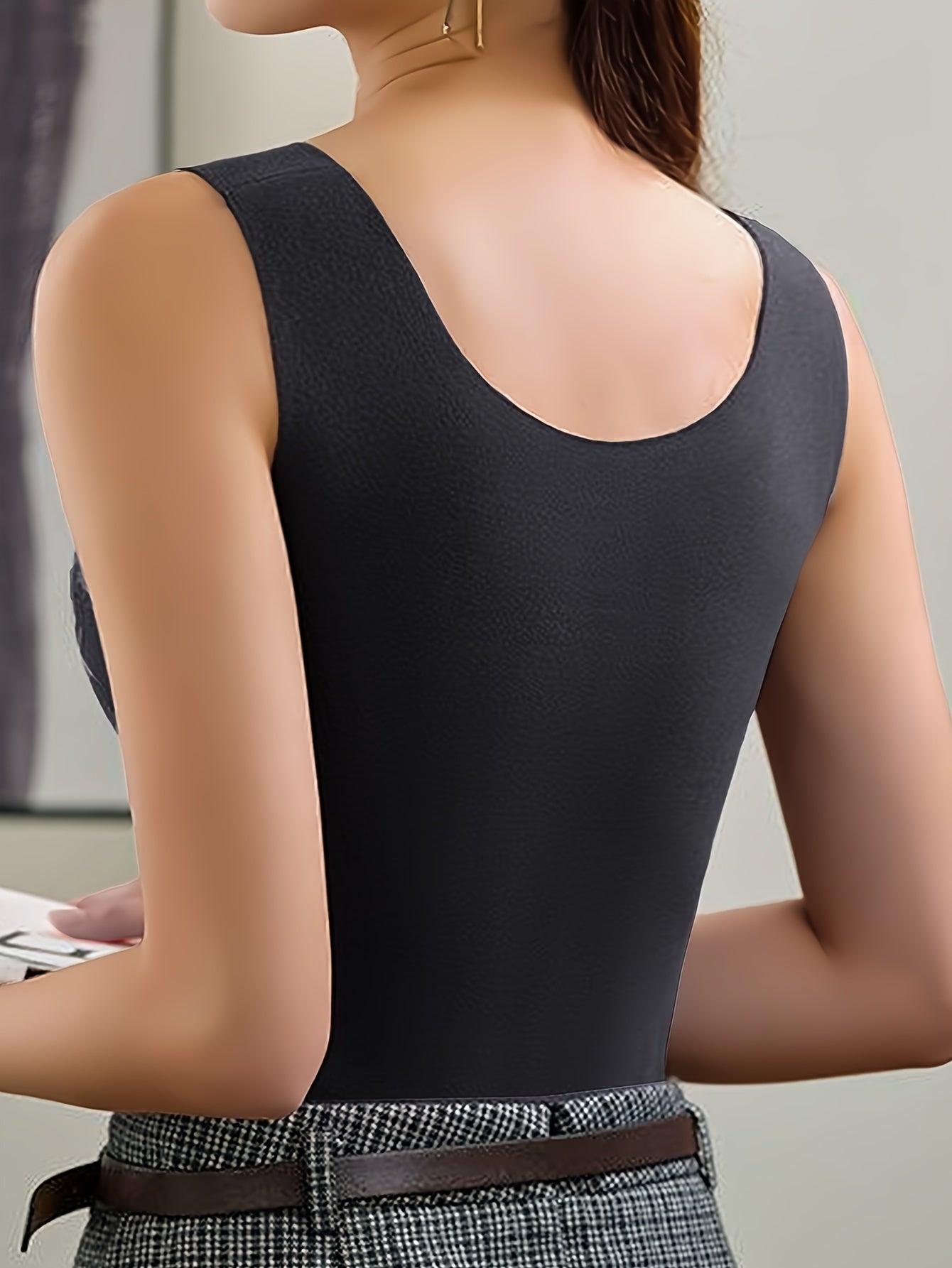 3pcs Lace Thermal Underwear V Neck Sleeveless Top Women's Lingerie