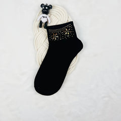 Sparkly Rhinestone Crew Socks for Women