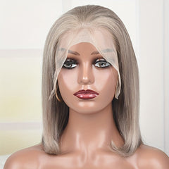 180 Density Ash Blonde Bob Lace Front Wig Human Hair