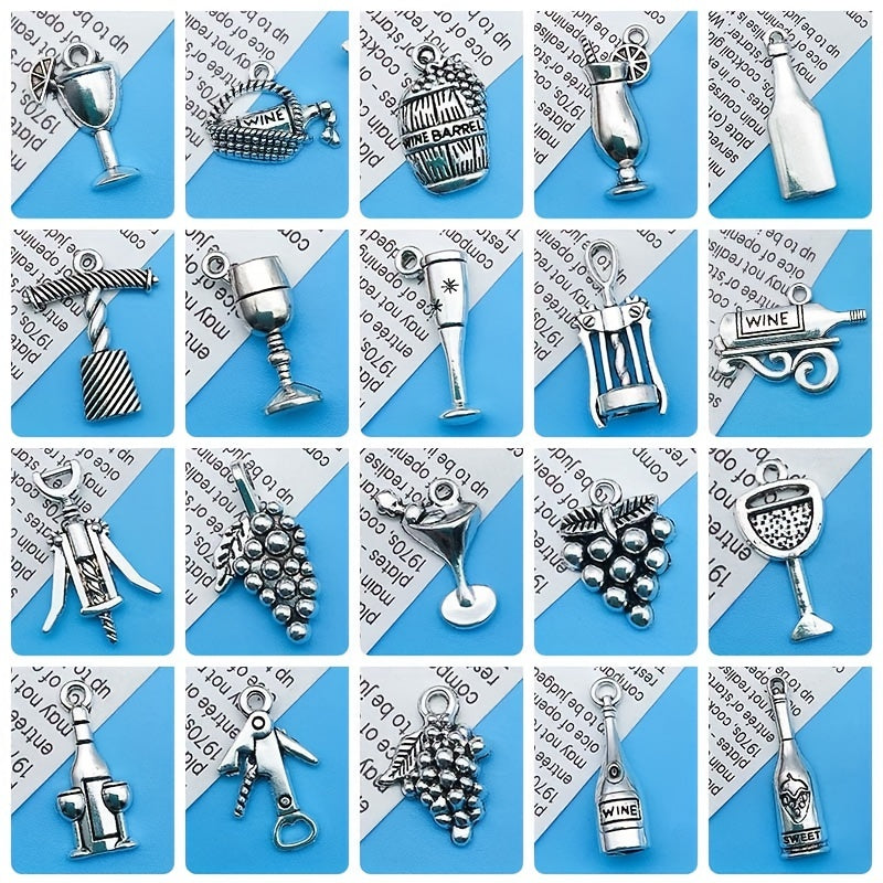 20pcs Wine Glass Barrel Bottle Charms for DIY Jewelry Making