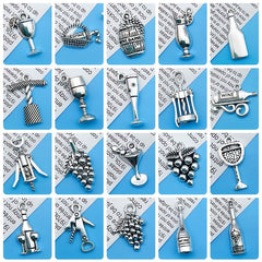 20pcs Wine Glass Barrel Bottle Charms for DIY Jewelry Making