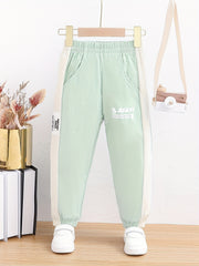 Boys Casual Letter Print Sweatpants Elastic Waist Sport Jogger Pants