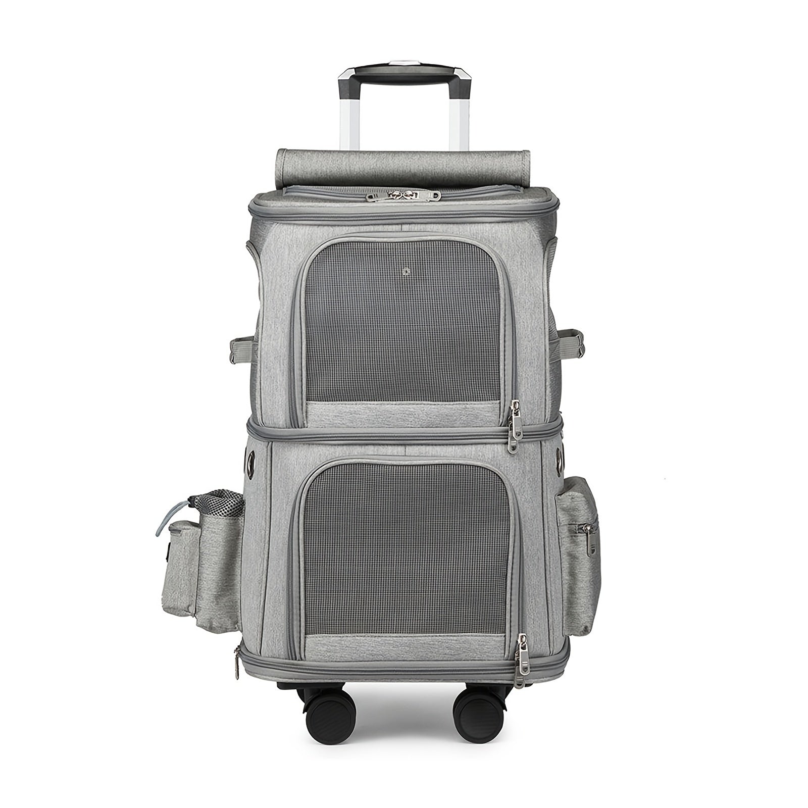 Rolling Pet Carrier For Dogs 2 Compartments & Wheels