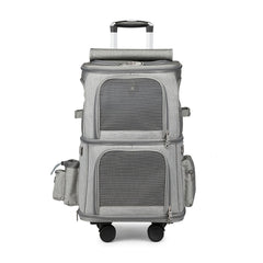 Rolling Pet Carrier For Dogs 2 Compartments & Wheels