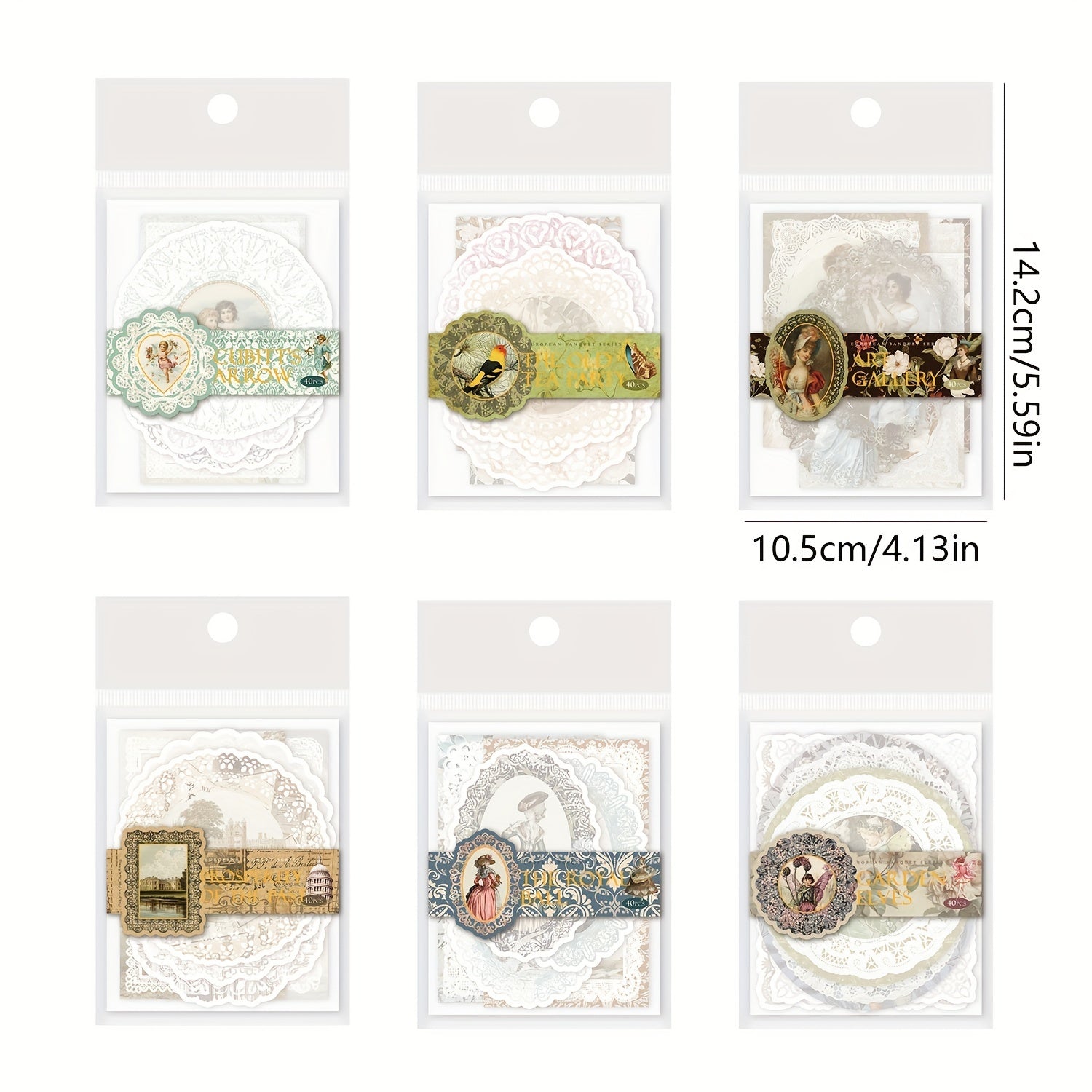 40pcs Retro European Banquet Characters Lace Scrapbooking Material Paper