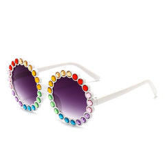 Y2K Rhinestone Round Frame Sunglasses for Girls