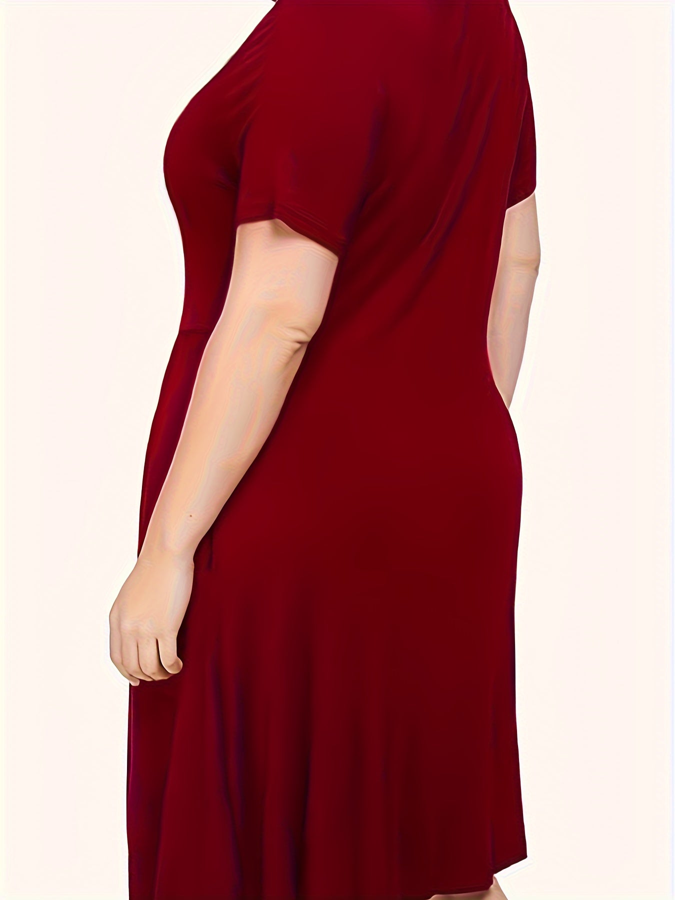 Women's Plus Solid Short Sleeve Casual Dress with Pockets