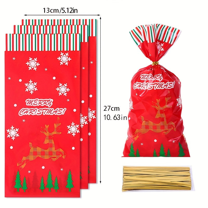 50pcs Christmas Candy OPP Packaging Bag Santa Claus Snowflake Gift Bag
