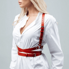 Gothic Cross PU Leather Harness Adjustable Corset Belt