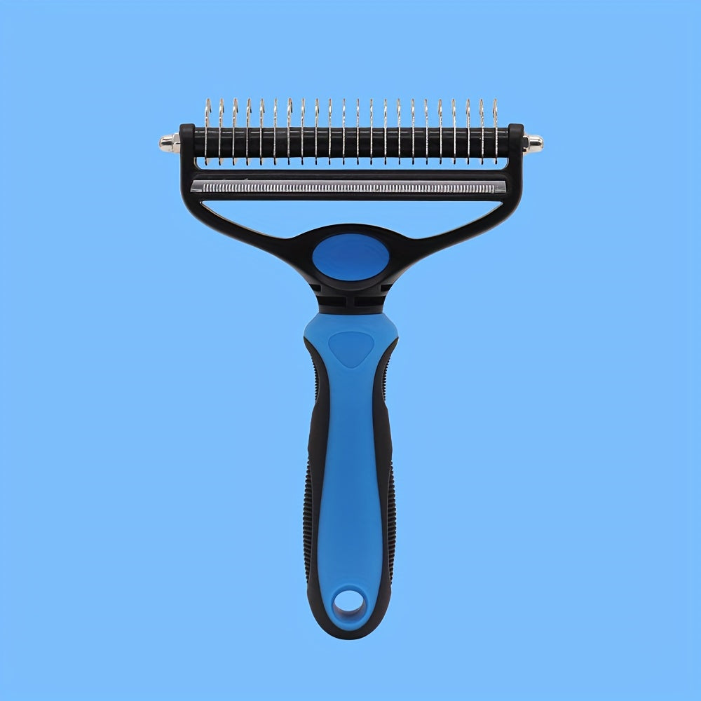 2-in-1 Pet Grooming Brush for Dogs & Cats Deshedding Tool Dematting Rake