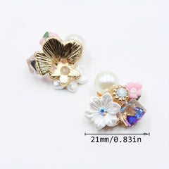 10Pcs 21mm Rhinestone Flower Buttons for DIY Wedding Gift Bouquet Decoration