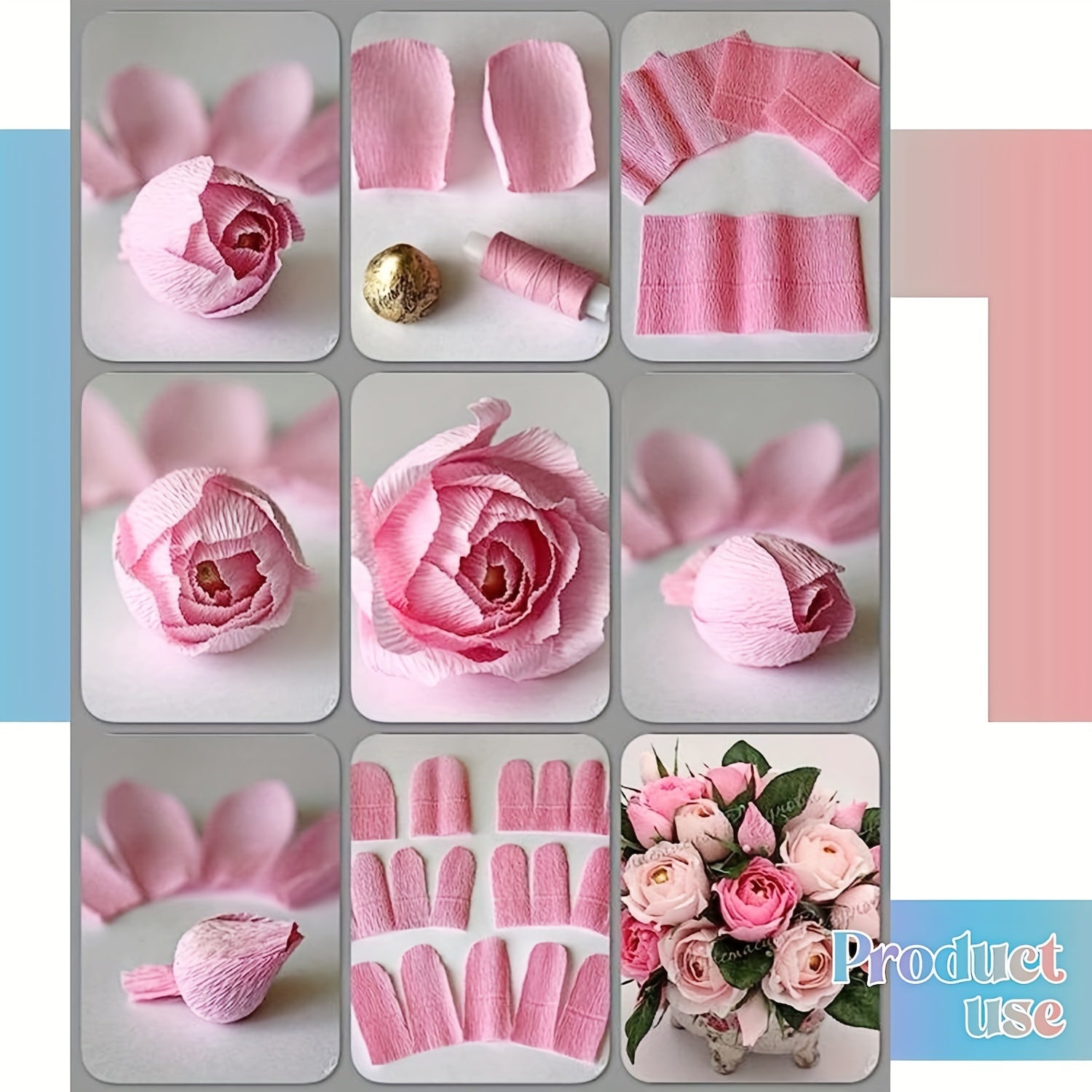 6pcs Crepe Paper Rolls Flower DIY Kits Green Floral Tapes Birthday Wedding