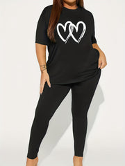  Butterfly & Floral Print Tee & Leggings Set
