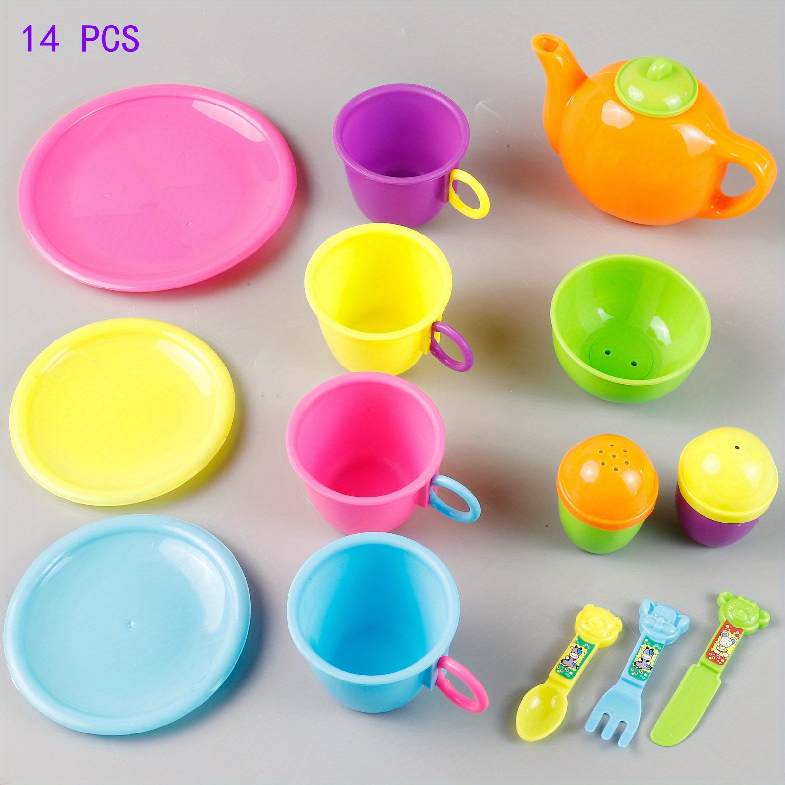 14pcs Colorful Play House Toys Set for Pretend Kitchen Tableware Fun