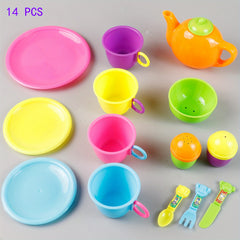 14pcs Colorful Play House Toys Set for Pretend Kitchen Tableware Fun