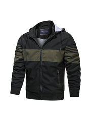 Men's Casual Striped Print Hooded Jacket