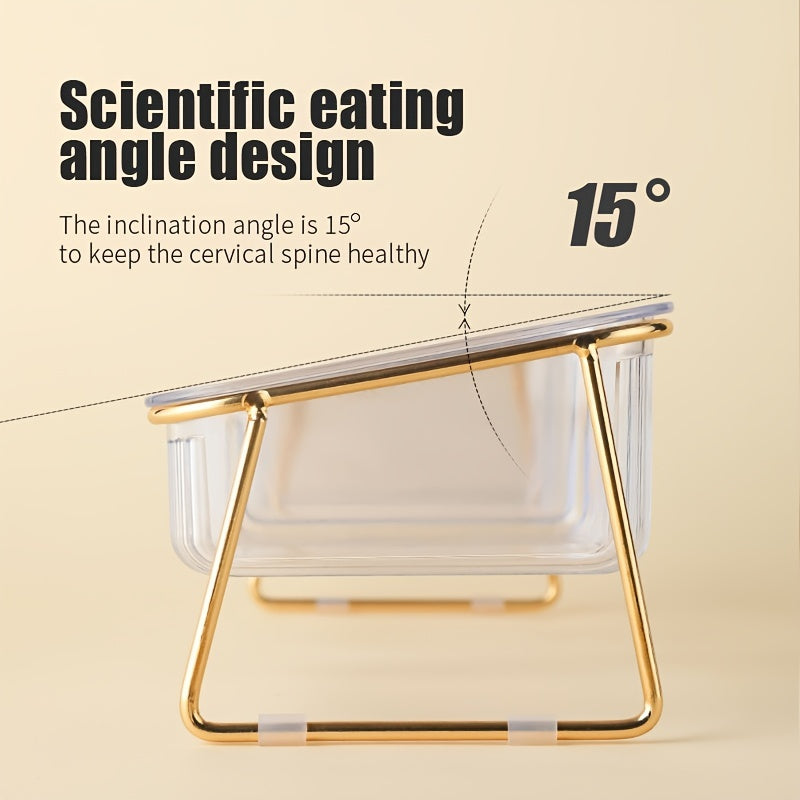 Transparent Double Cat Bowl for Easy Feeding and Hydration