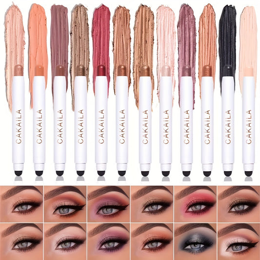12 Colors Monochrome Eyeshadow Pen Eye Brightener Stick