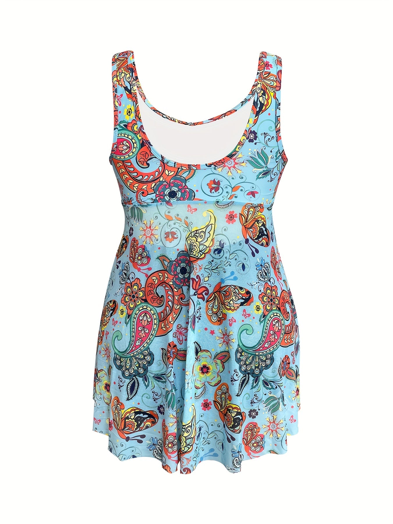  Paisley Print Tankini Set Dress & Shorts Swimsuit