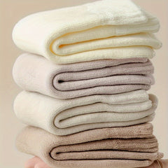 4 Pairs Solid Socks Comfy & Warm Mid Tube Women's Stockings