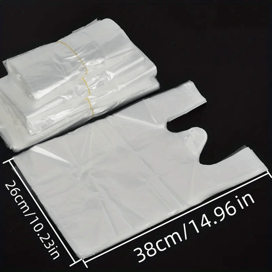 100/200 Pcs Transparent Plastic Bags for Grocery Store Shopping