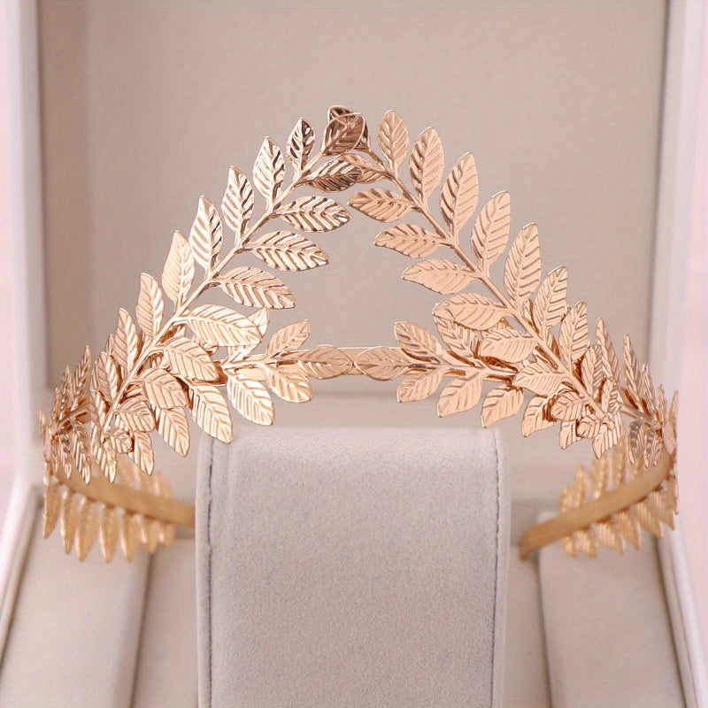 Baroque Leaves Decor Tiara Crown Headband Bridal Hair Accessories