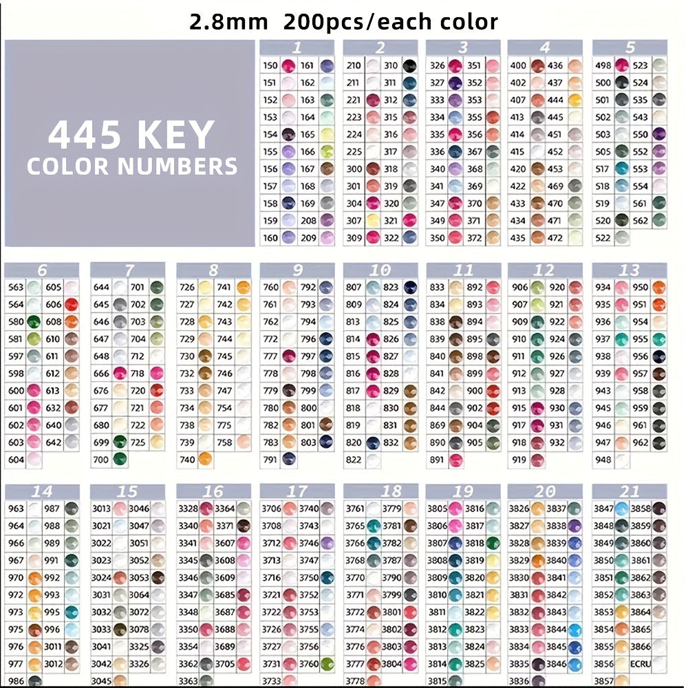 1pc 445 Colors Diamond Painting Accessory Kit 5D Faceted Diamonds