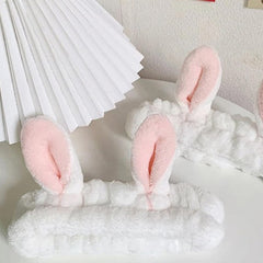 Coral Velvet Rabbit Ears Hairband for Women
