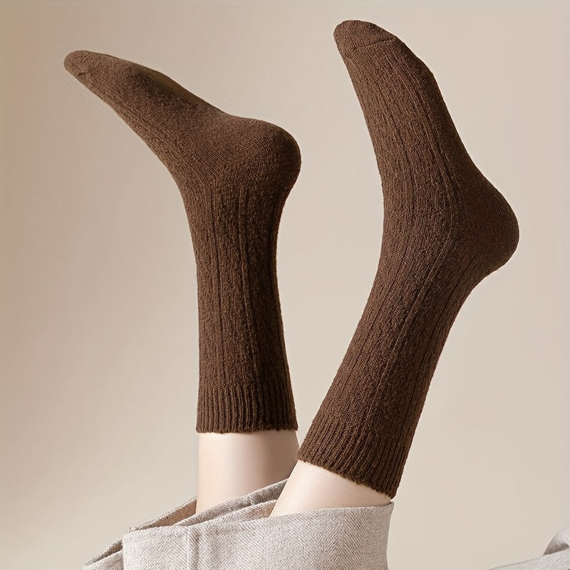 7 Pairs Solid Mid Tube Socks Women's Stockings